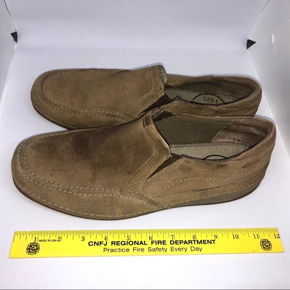 Clarks Tan Leather Loafer Shoes Men's‎ 11.5M Casual Neutral Comfortable
